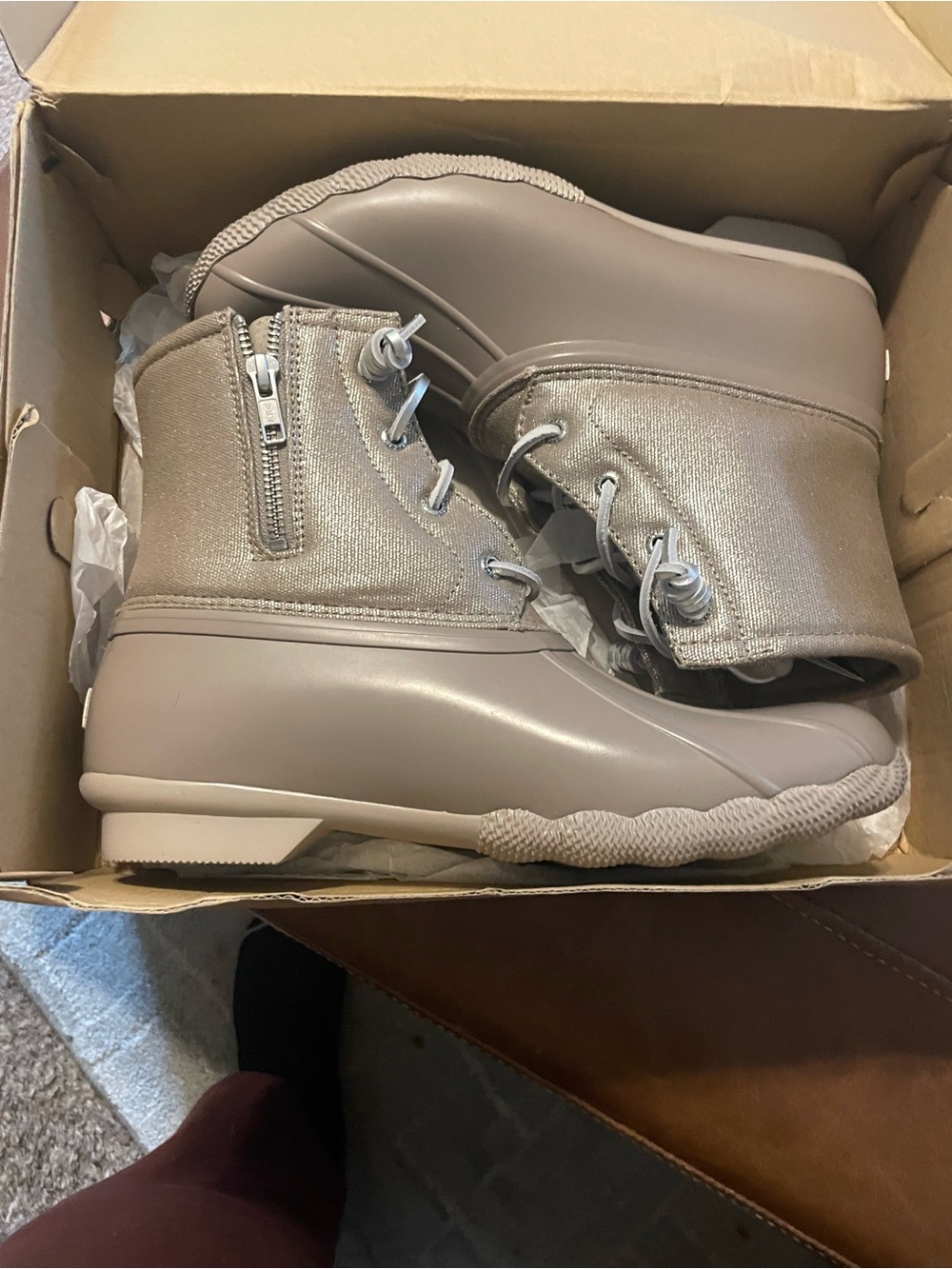 Sperry womans Taupe Waterproof Boots. NWT - Picture 3 of 10